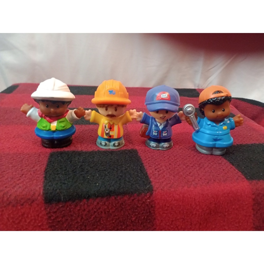 Fisher Price Little People Lot of 4 Mechanic  Construction Mailman Figures Toys
